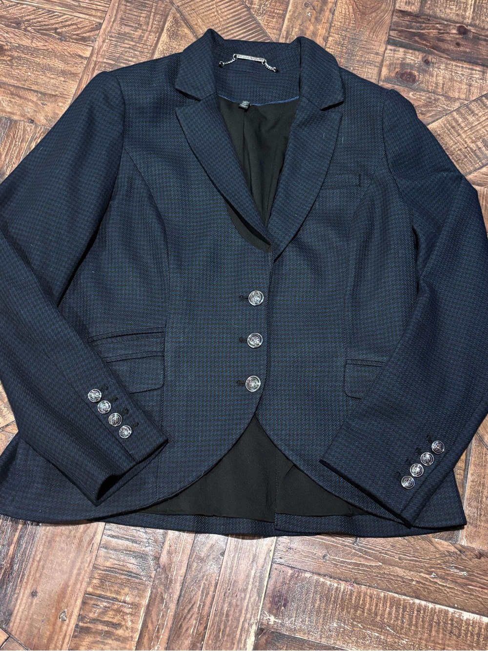 WHBM Black and Purple Houndstooth printed blazer in size 12. Great condition!